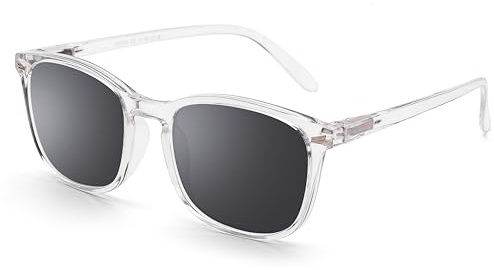 DOOViC Sunglasses Transparent/Square Smoke Lens Large Frame Eyeglasses Eye Shades for Sun/Men/Women