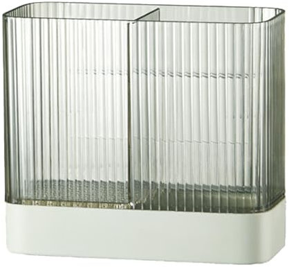 HERCHR Porte-ustensiles égouttoir à couverts évier, 2 compartiments porte-ustensiles pour cuisine, baguettes, fourchettes, panier de rangement, organisateur pour cuillères, fourchettes