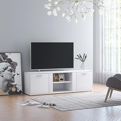 ShGaxin Meuble TV, table TV, meuble TV, meuble TV, meubles de salon, meuble TV, table de télévision en aggloméré blanc 120 x 34 x 37 cm