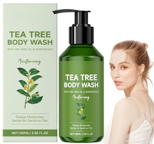 100ml Tea Tree Body Wash,Body Wash with Tea Tree Oil,Shower Gel,Gentle Cleansing with TEA TREE OIL,Body Wa/sh for Athlete’s Foot,Ringworm,Jock Itch,Acne,Bo/dy Odor&Smelly Feet,for All Skin Types
