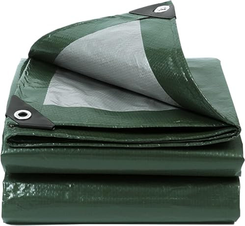 Telone di copertura, 3 x 4 m, verde militare, argento, impermeabile, con occhielli, 130 g/m², resistente agli strappi, ai raggi UV, resistente alla muffa, telo multiuso per mobili da giardino, legno