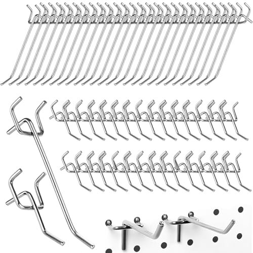 Lochwand Haken, 60 Stück Intervall von 3cm Lochwand Zubehör, Durchmesser 3mm Pegboard Haken, Lochwandhaken Anhänge Haken, für Supermarktregale, Werkstätten, Lagerhallen, Regale (Länge 5cm, 10cm)