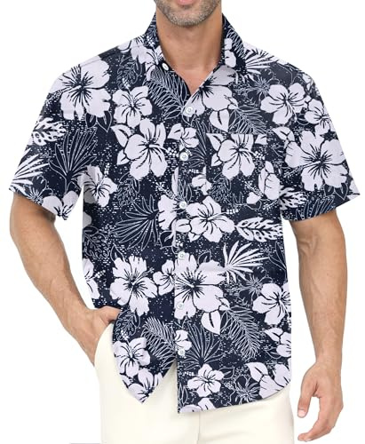 Gavliuu Chemise Hawaïenne Homme - Chemise Décontractée à Boutons, Manches Courtes à Motifs Floraux Imprimés, Style Vacances Été
