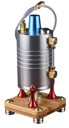 Steam Engine Model Kit, 210ml Vertical Aluminium Alloy Steam Boiler Model with Safety Valve, High-Pressure Pipe & Alcohol Lamp for Steam Engine, RC Cars & Model Ships, Science Display for Adults