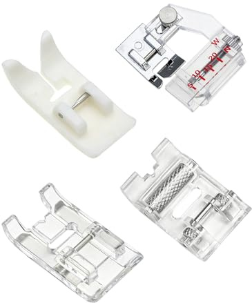 TISCH Lot 4 Pieds de Biche Rouleau, Biais, Universel, Cuir pour Machine à Coudre Tige Basse Singer, Brother, Janome – Kit Accessoires Couture Polyvalents & Précis.