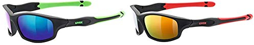 Uvex Kinder Sportstyle 507 Sportsonnenbrille, Black Mat Green, One Size & Kinder Sportstyle 507 Sportbrille, Black mat red, One Size