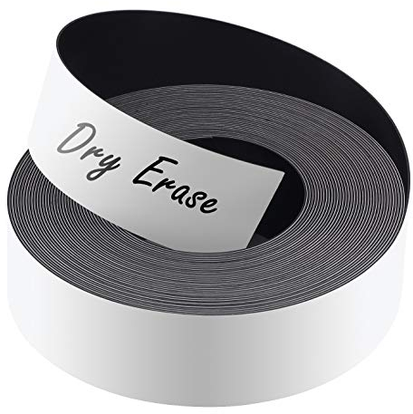 LLPT Magnetband selbstklebend 2,54cm x 8m Magnetstreifen Weiße Beschreibbare Magnetrollenetiketten Wiederverwendbar Abschneidbar Beschreibbare Flexible Magnetisches Klebeband(DMS126)