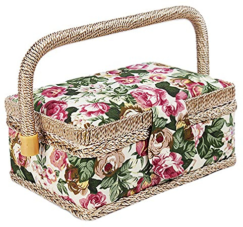 ANCLLO Sewing Supplies, Sewing Box Organizer Sewing Kit Storage for Home and Daily Use (Rose)