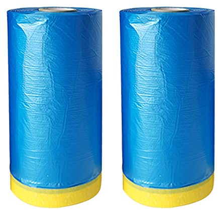 MOCNT 2 Piezas Película Antipolvo Pintura Película Protector Cinta de Enmascarar Papel Autoadhesivo Cubierta Hojas Muebles Impermeable Pintura Coches Azul 140cm x 20m