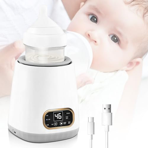 Flaschenwärmer, Flaschenzubereiter für Baby-Flaschenwärmer, Automatischer Baby-Milchflaschen-Shaker, 45℃/55℃ Automatische Isolierung, Drei Gänge Einstellbar, Babykostwärmer Mit LCD-Display (Weiß)