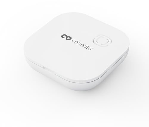 conecto, Wassermelder mit Lautsprecher und LED-Licht ,Batteriebetrieben, 70 dB Alarm, 2 Wassersensoren, weiß