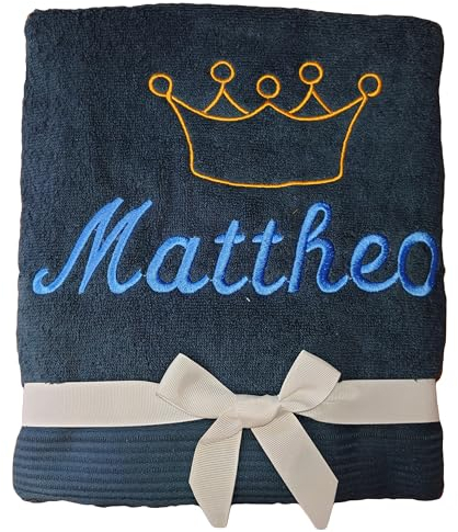 Wuff-Dogsworld Handtuch mit Motiv Krone und Namen Bestickt Duschtuch Händehandtuch Waschlappen Geschenk personalisiert Gästehandtuch