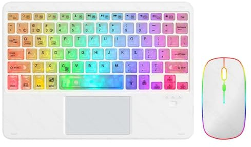 Schwamm Bluetooth Tangentbord Färgglatt Transparent 10 Tum Bakgrundsbelyst Bluetooth-tangentbord Lämplig för Tablet Laptop Enkel Installation Enkel Att Använda Vit