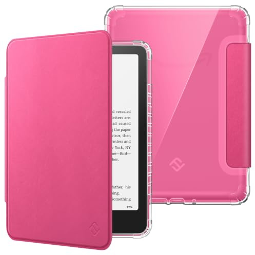 FINTIE Case for 7 All-New Kindle Paperwhite (12th Generation, 2024) & Kindle Colorsoft Signature Edition, Ultra Clear Soft Light Transparent TPU Back Cover Auto Wake/Sleep, Raspberry
