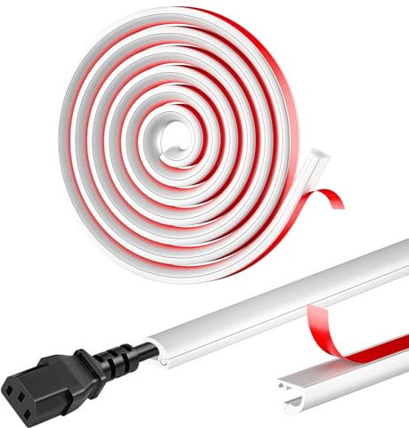 JIZZU Kabelkanal Weiß Selbstklebend, 14 x 10mm Kabelkanal Flexibel, Halbrunde PVC Kabelabdeckung für 1 Kabel, Kabelmanagement für Wand, TV, Decke, Boden, Fußleisten (2 Meter)