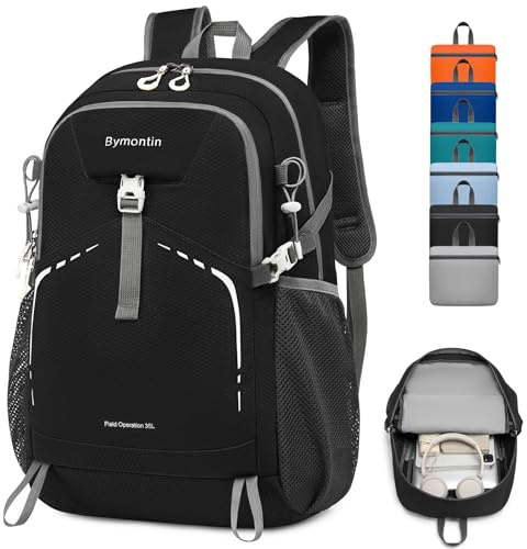 Lightweight Foldable 35L Everyday Backpack, Packable Daypack (Black) | Simple Design and Large Capacity Bag Made of Durable Materials for Daily Use/Shopping/Camping/Tarvel, Water-Resistant
