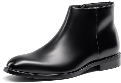 Bruno Marc Stivaletti Chelsea da uomo, con cerniera, alla caviglia, in pelle, alla moda, Nero , 43.5 EU