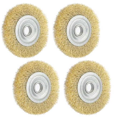 4-Piece Fugenbürste Set - Brass & Steel Wire Joint Brushes for Weed Removal 10cm Diameter 1.5cm Width Replacement Brush Accessories Cleaning Tools