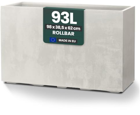 Kreher XL Pflanzkasten Millennium in verschiedenen Formaten und Farben. Tolle Naturstein Optik in Braun, Beige, Anthrazit oder Grau! Aus robustem Kunststoff! (XL Raumteiler (rechteckig) in Creme Weiß)