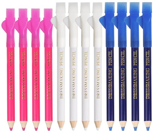 ARWIG 12 Gessetti per Tessuti da Cucito - Gesso da Sarta Solubile in Acqua, Set di Pennarelli Cancellabili per Fai da Te e Ricamo (Blu, Rosa, Bianco)