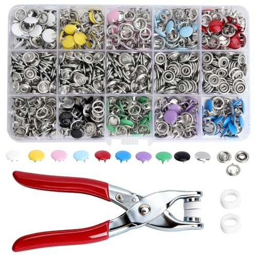 Broches De Presión Sin Coser 200 Piezas – Botones De Presión Metálicos Multicolor Con Pinza, Ideales Para Chaquetas, Jersey, Bolsos Y Proyectos DIY