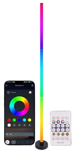 LED Floor Lamp, App Controlled RGB Ambient Lighting, 3.94x3.94x48.62 inches Standing Corner Lamp with Multi Color Modes, Modern Room Decor with Adjustable Brightness, Home Lighting Accessory for Livin