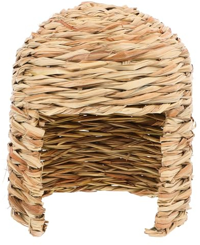 HIAKDOFT Thatched Guinea Pig Nest Natural Grass House for Small Animal Hideout Playhouse Bunny Rabbit Hay Bed Woven