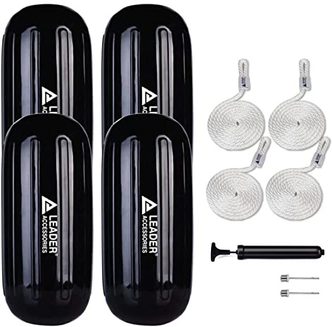 Leader Accessories Inflatable Boat Fenders Bumpers 4 Pack (Black 8x20)