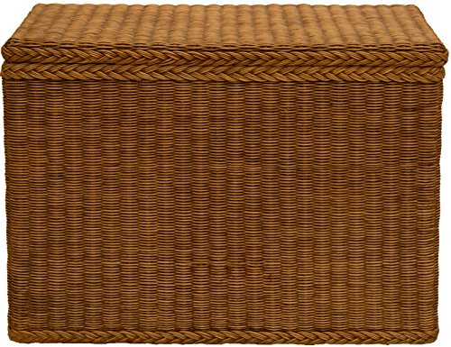 Wäschesortierer aus echtem Rattan mit 3 Fächern/Wäschesammler, Wäschetruhe unterteilt (Vintage Braun)