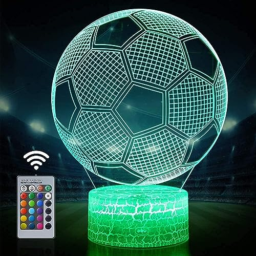 DREAMOON Football Gifts for Boys Kids Girls, Football Night Light, 3D Illusion Lamp with 16 Colors Change Remote Control, Creative Birthday Gift Sports Fans Toys