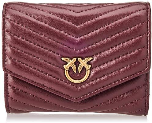 Pinko Compact Wallet M Sheep Nappa C, Accessori da Viaggio-Portafogli Donna, RYNQ_Rosso/Viola/Rosa-Antique Gold, U
