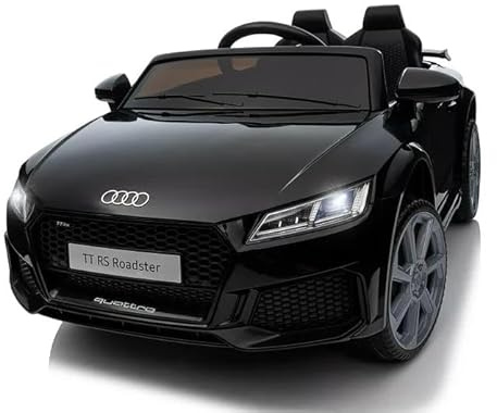 FINOOS Kinder elektroauto Audi TTRS 12V Elektroauto für Kinder, mit Fernbedienung 2,4GHz, Akku: 12V, 4,5Ah, 2 x Motor 30 Watt (Schwarz)