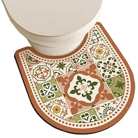 ZESLIV WC Vorleger mit Ausschnitt 60 * 90cm rutschfeste Badematte Saugfähig Badezimmerteppich runde Toilettenmatte Badgarnitur Badteppich