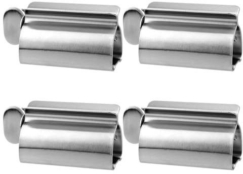 CHEUKYIU Lot de 4 presse-tubes, presse-tube, presse-tube, presse-tubes vides en acier inoxydable, avec fonction support, pour économiser du dentifrice