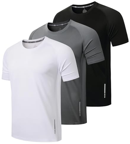 ZENGVEE 3 Sport Tshirts Herren Funktionsshirt Fitness Laufshirt-W-2XL