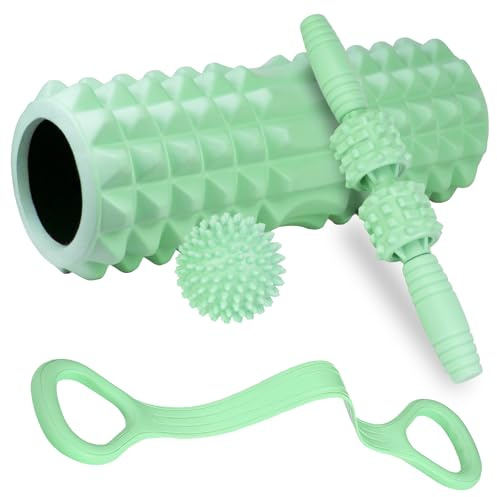 Foam Roller Set for Muscle Relief and Recovery, Trigger Point Back Roller, Muscle Roller Stick, Massage Ball, Figure 8 Resistance Band, Massage Roller, Deep Muscle