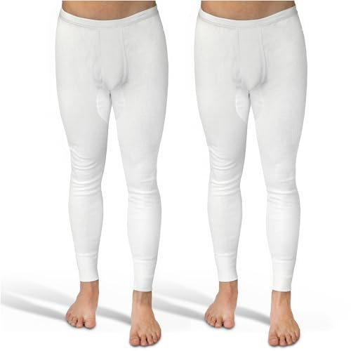 SES Mutande lunghe da uomo a doppia coste, confezione da 2 pezzi, S-4XL, con apertura e vita morbida in cotone/comode mutande da uomo, a gamba lunga