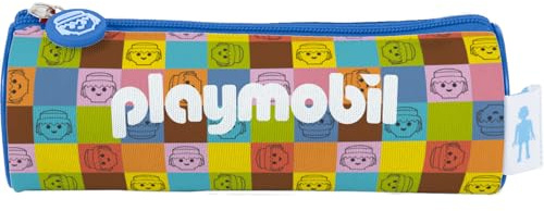 Dohe - Trousse Scolaire Simple - 1 Compartiment, Trousse Ronde Polyvalente, 21x7,5 cm, Fermeture Éclair, Fabriquée en Polyester Résistant - Playmobil Unite As One