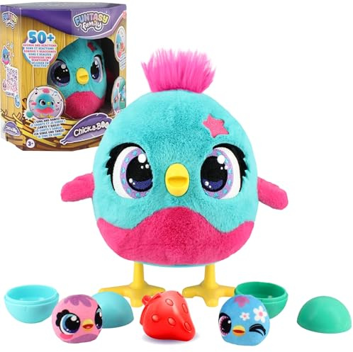 Funtasy Family Chick a Boo - Electronic Kids Chicken Toy - Cute Interactive Plush Pet & Adorable Hen - 50+ Sounds & Reactions - Feed Her, Watch Her Sing, Dance & Lay Eggs - Girls & Boys Gifts Age 3 +