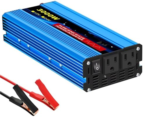 UAGFDFF Power Inverter Inverter di Potenza A Onda Sinusoidale Pura da 2200 Watt Convertitore da 12 V A 110 V/120 V con Display LCD per La Casa Invertitore di Tensione Fotovoltaico(3000W)