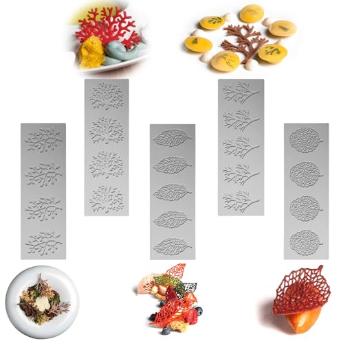 5Pcs Cake Fondant Mould Leaves Shape Silicone Chocolate Moulds Tuille Moulds for Homemade Birthday Crafting Cake Decorating Tools Silicone Mould for Soap Candy Chocolate Polymer Clay