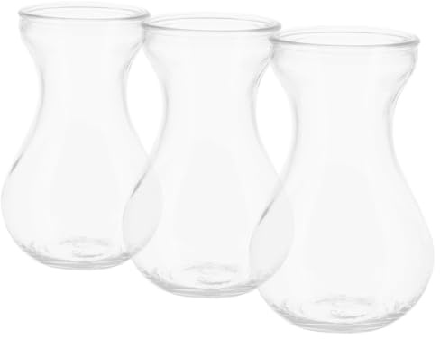 GALPADA Clear Glass Vase Set of 3 Small Modern Flower Vase for Bouquets Hydroponic Plants and Centerpieces Rustic Table Decor for Home Living Room Wedding and Party