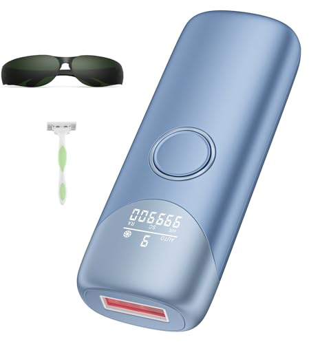 Epilatore Luce Pulsata IPL con Funzione di Raffreddamento, 9 Livelli di Energia Regolabili, Onda Luminosa Rossa da 600-1200 NM, 999.900 Flash, Progettato Appositamente per le Donne, Blu