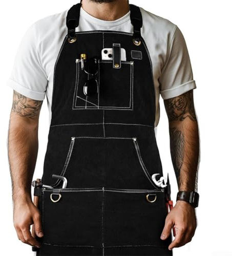 Delantal ignífugo de doble cara hecho de material polar resistente a la abrasión para electricistas, carpinteros y reparación de automóviles con protección contra manchas (negro)