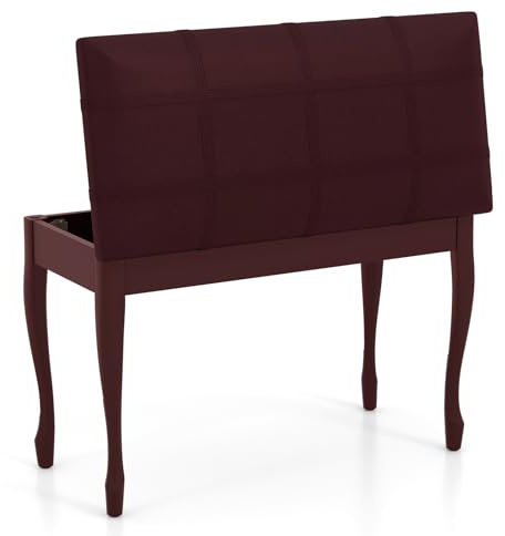 HOMASIS Sgabello Pianoforte a 2 Posti in Legno con Sedile Imbottito in Pelle PU, Panca per Pianoforte con Vano Portaoggetti, Panca Baule, Capacità di Carico 180 kg, 75 x 35 x 49 cm
