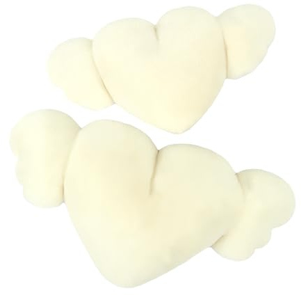 per poggiatesta auto a forma di cuore – Set di cuscini con in peluche, di lusso per il collo | Design confortevole con seduta a forma di cuore soffice, D