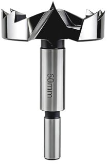 Broca Forstner para Madera 60mm Broca de Hoja Plana Broca Para Madera de Dientes Múltiples Longitud de 90mm con Eje Redondo Acero de Alta Velocidad Resistente y Duradero Plata