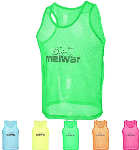 meiwar Petos De Futbol - Deportivas De Futbol | 10 Unidades | Petos de Entrenamiento para fútbol, Baloncesto, Hockey | Verde XL