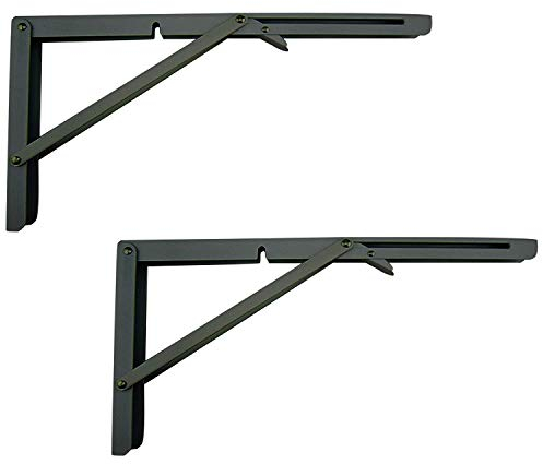 MroMax Lot de 2 étagères pliantes pour bureau debout Noir 450 mm