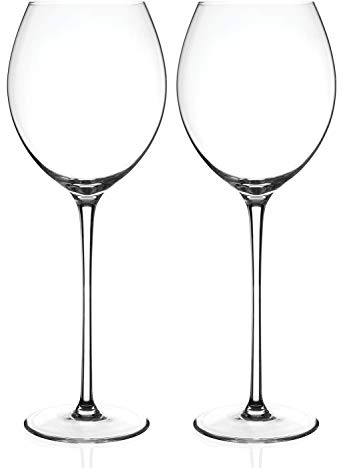 DIAMANTE Tall Red Wine Glasses Pair - 'Elegance' Collection Undecorated Crystal - Set of 2
